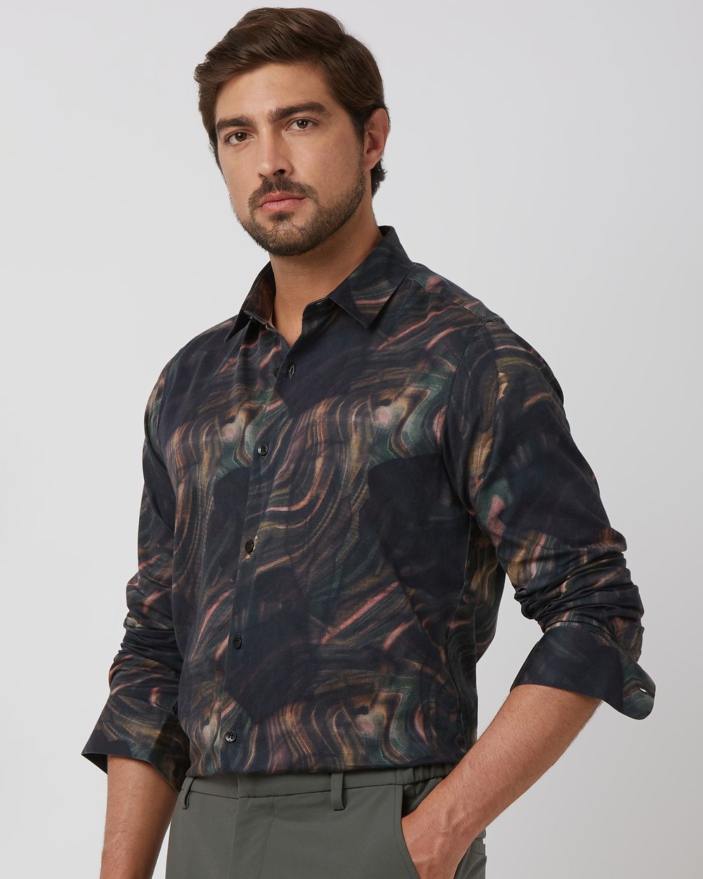 Multi Digital Print Slim Fit Casual Shirt