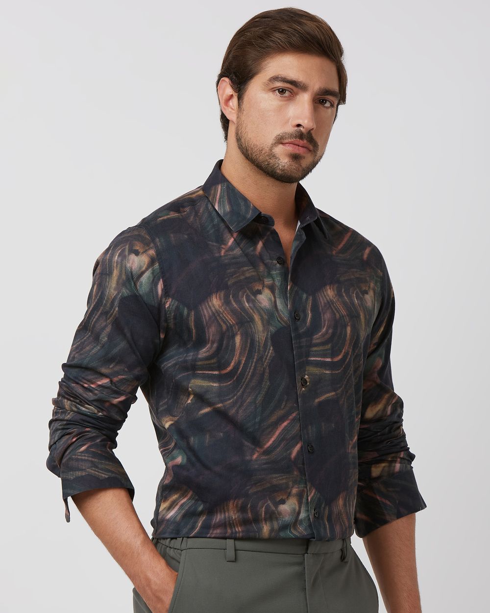 Multi Digital Print Slim Fit Casual Shirt