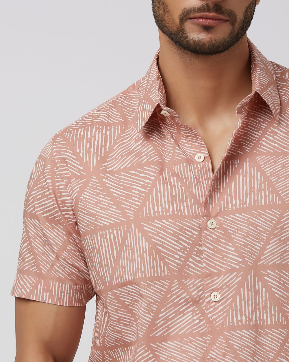 Pink Lightweight Print Slim Fit Casual Shirt