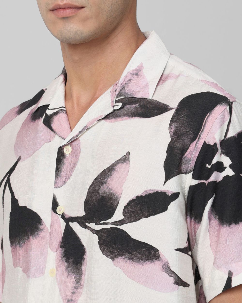 Off White Floral Print Relaxed Fit Casual Shirt