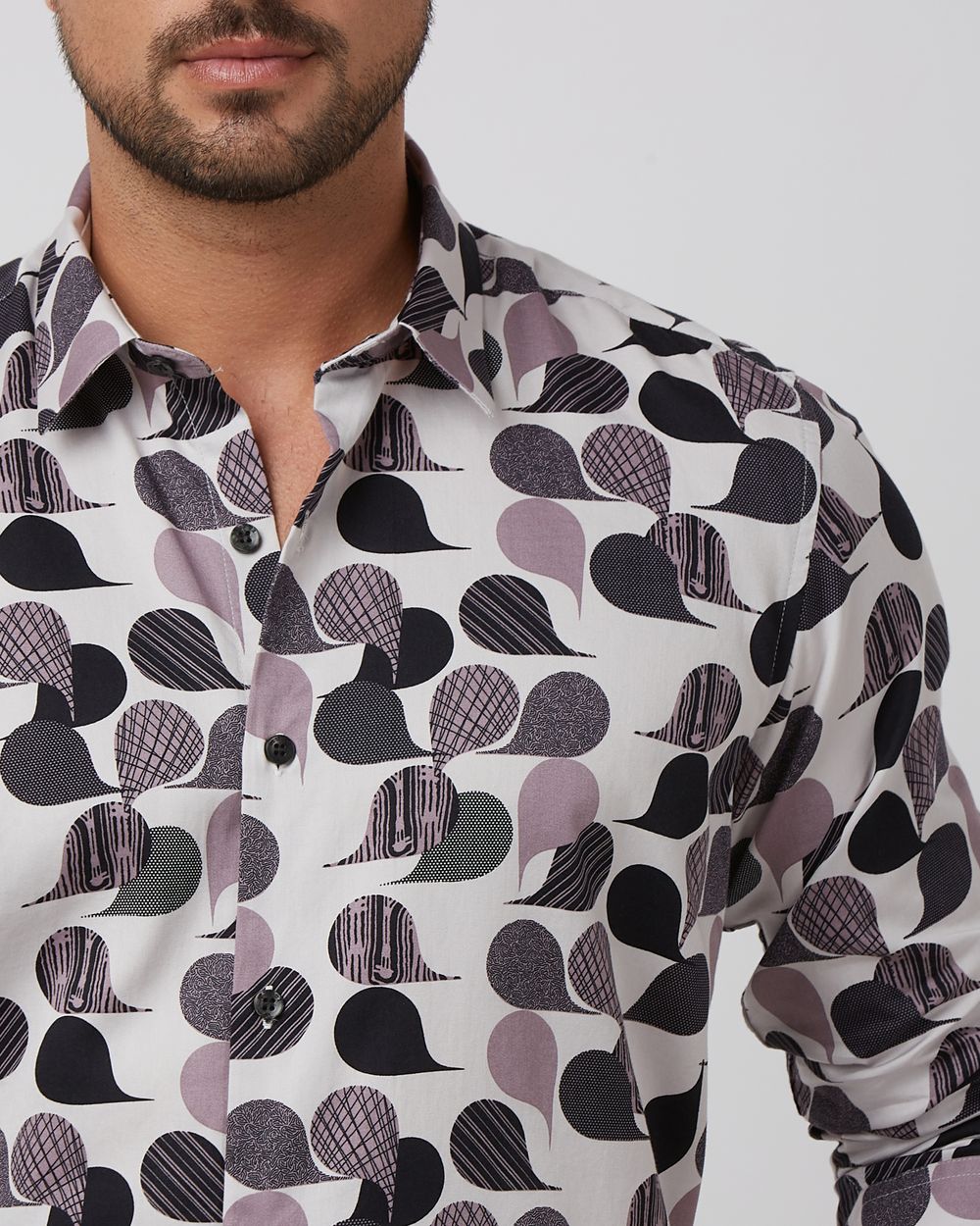 Pink Abstract Print Slim Fit Casual Shirt