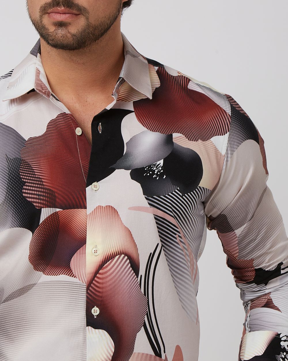 Multicolour Digital Print Slim Fit Casual Shirt