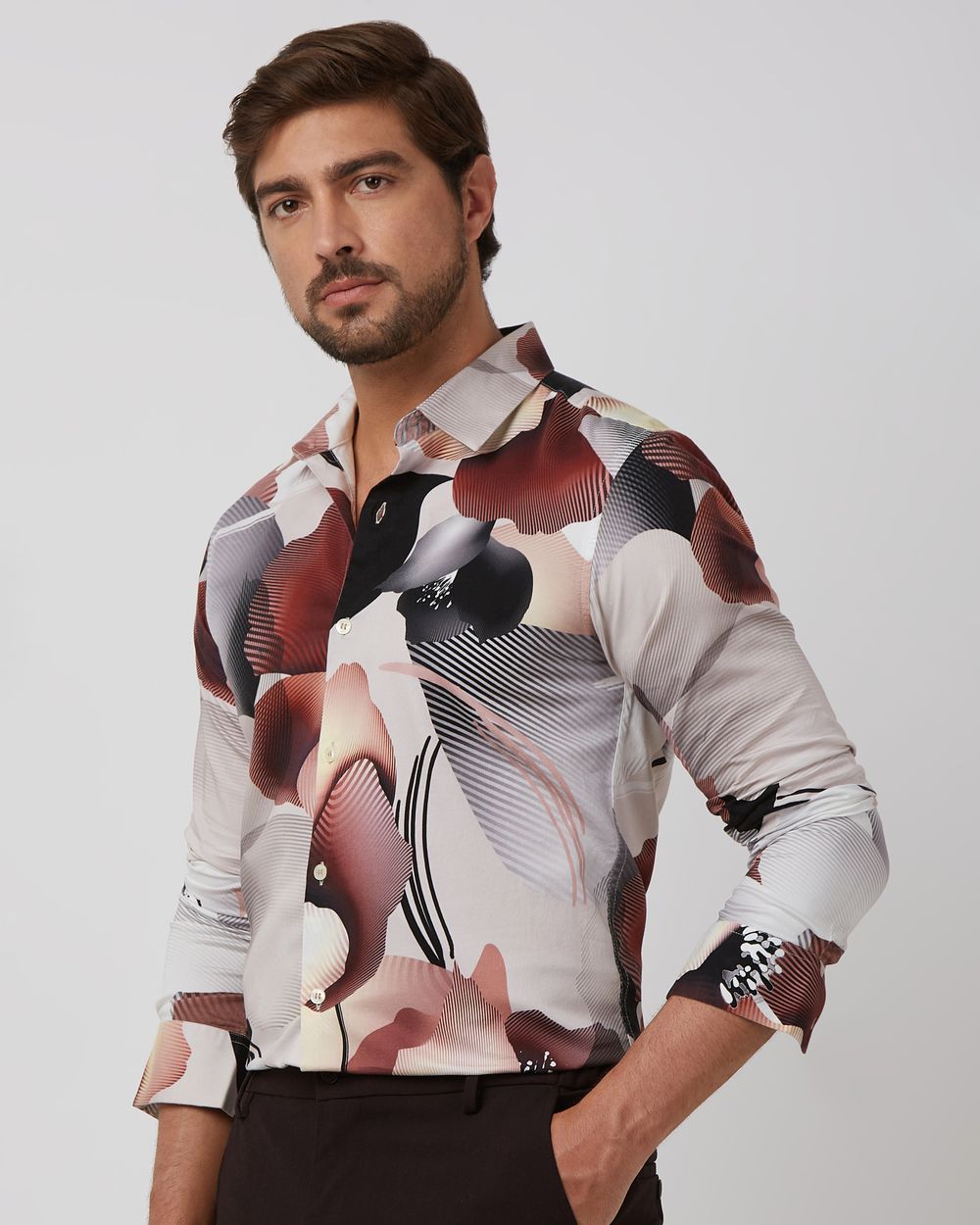 Multicolour Digital Print Slim Fit Casual Shirt