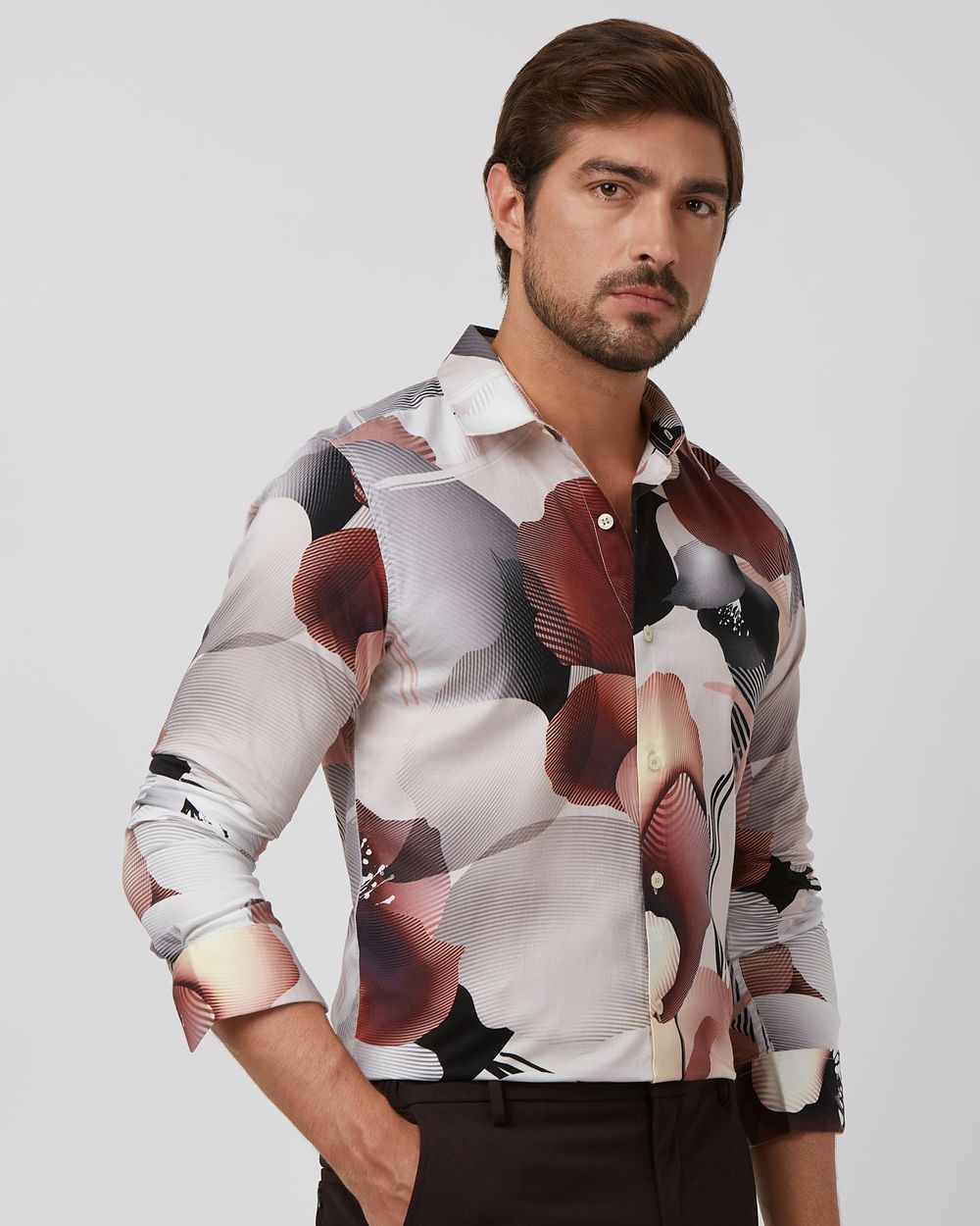 Multicolour Digital Print Slim Fit Casual Shirt