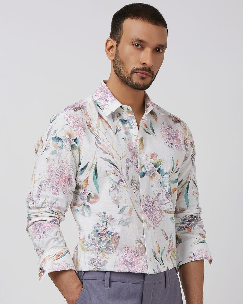 Multicolour Digital Print Slim Fit Casual Shirt