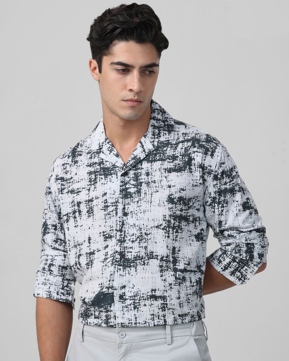 White Digital Print Casual Shirt