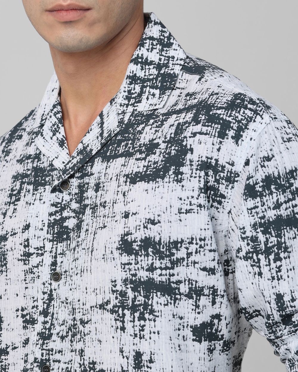 White Digital Print Casual Shirt