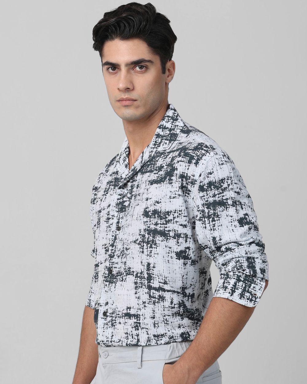 White Digital Print Casual Shirt