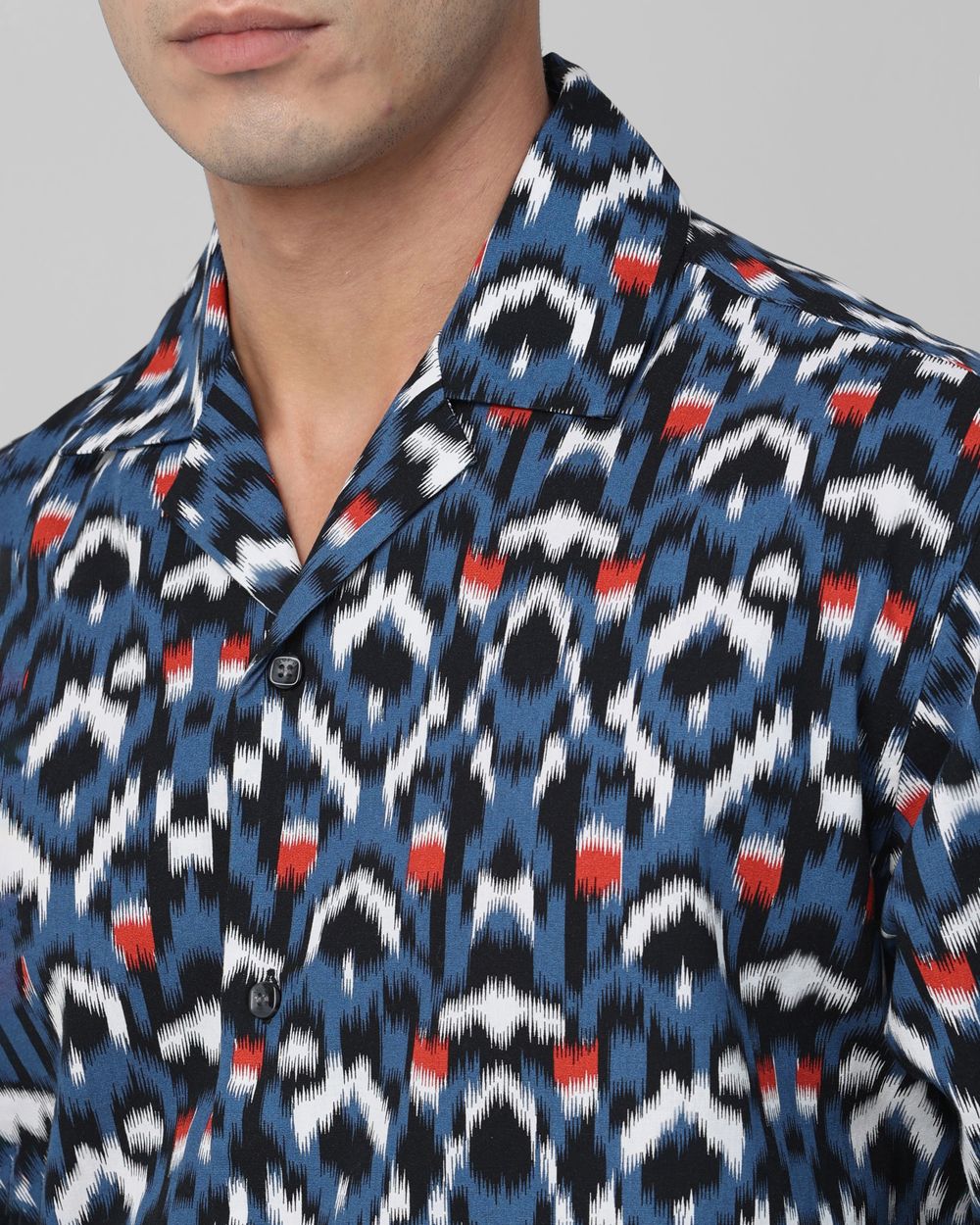 Navy Abstract Print Casual Shirt