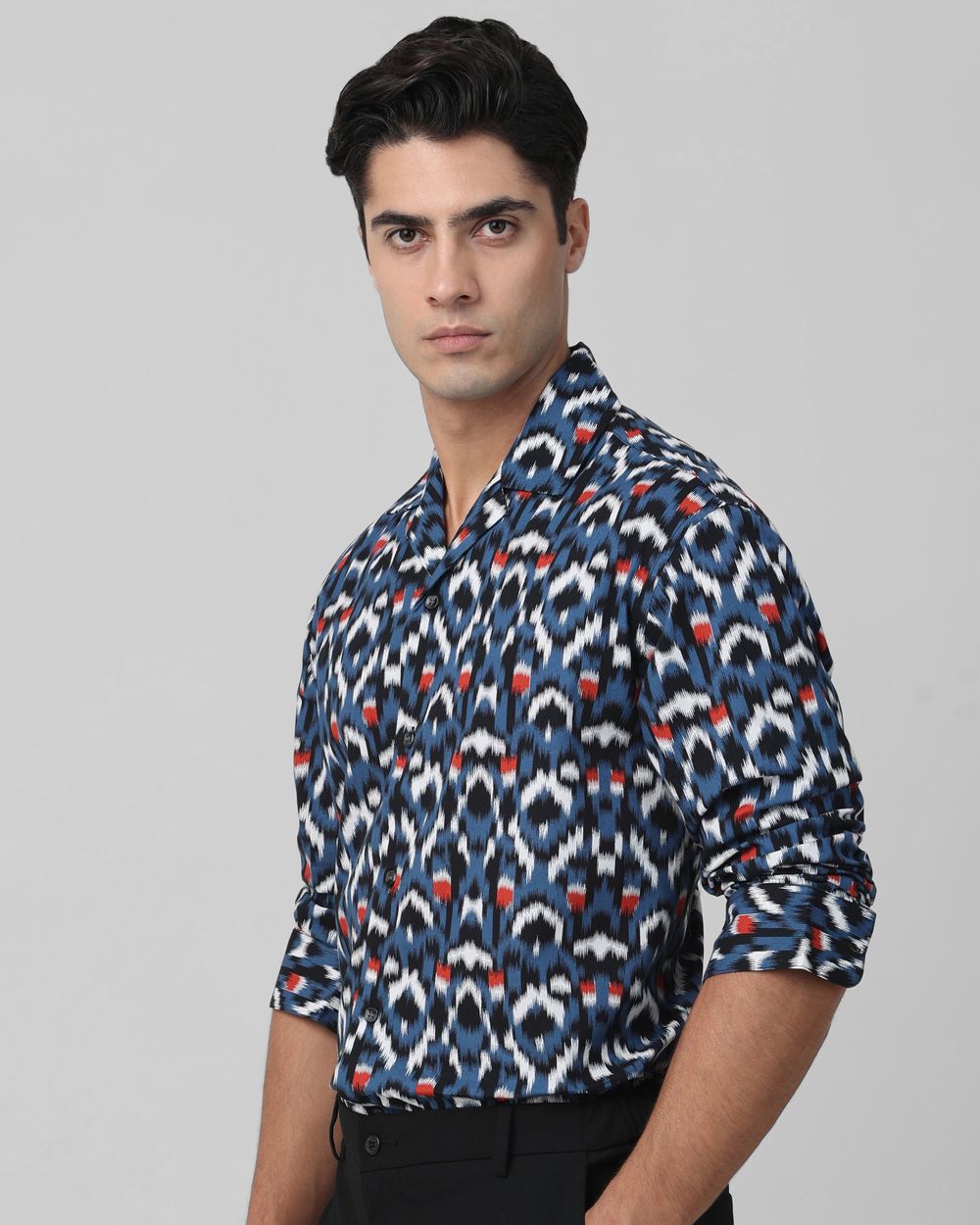 Navy Abstract Print Casual Shirt