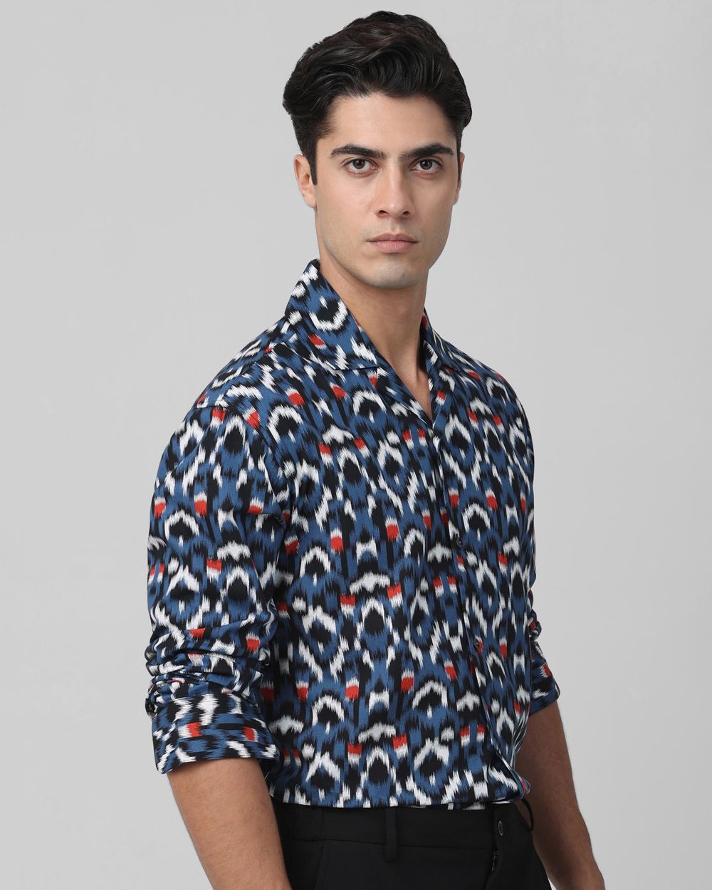 Navy Abstract Print Casual Shirt