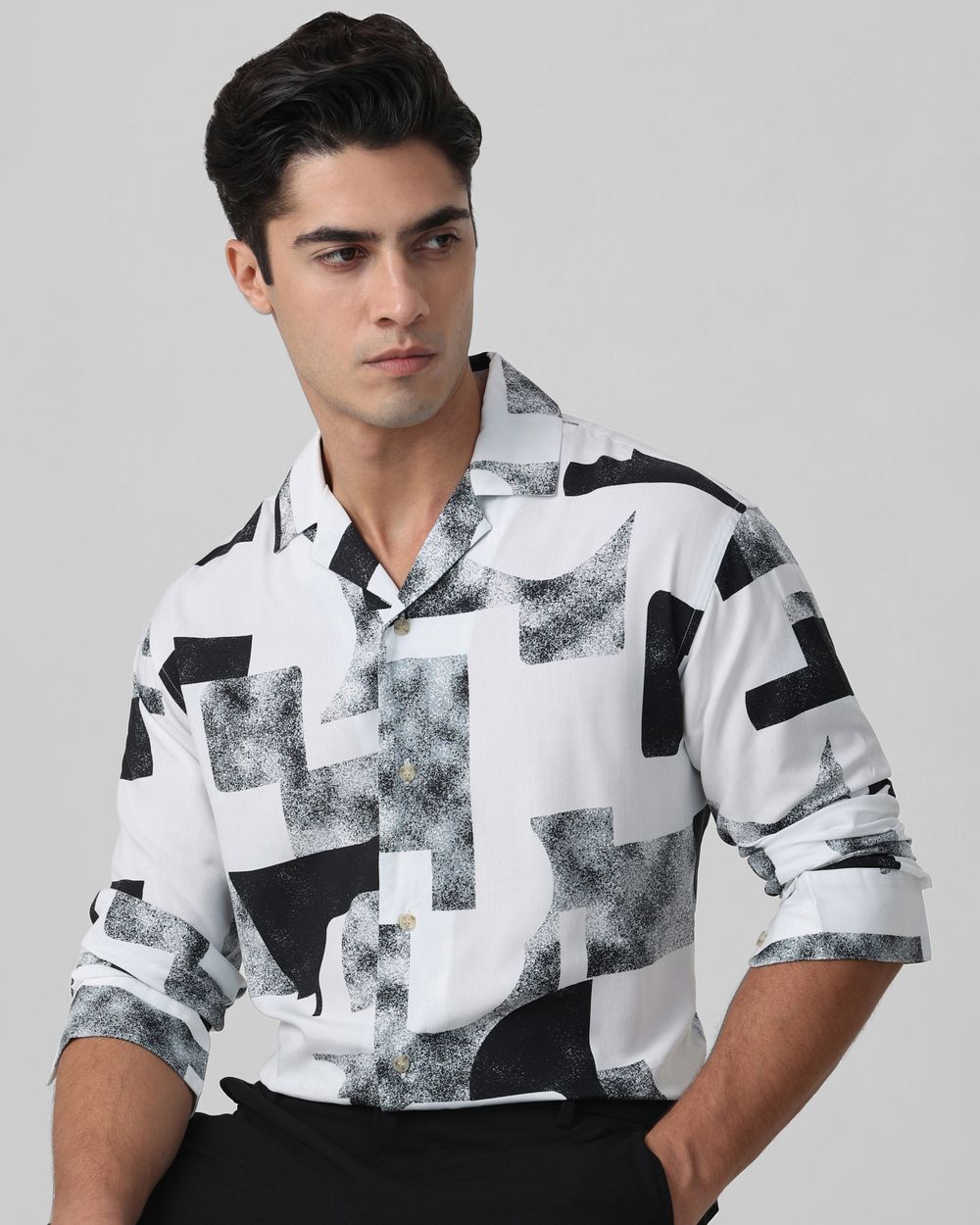White Digital Print Casual Shirt