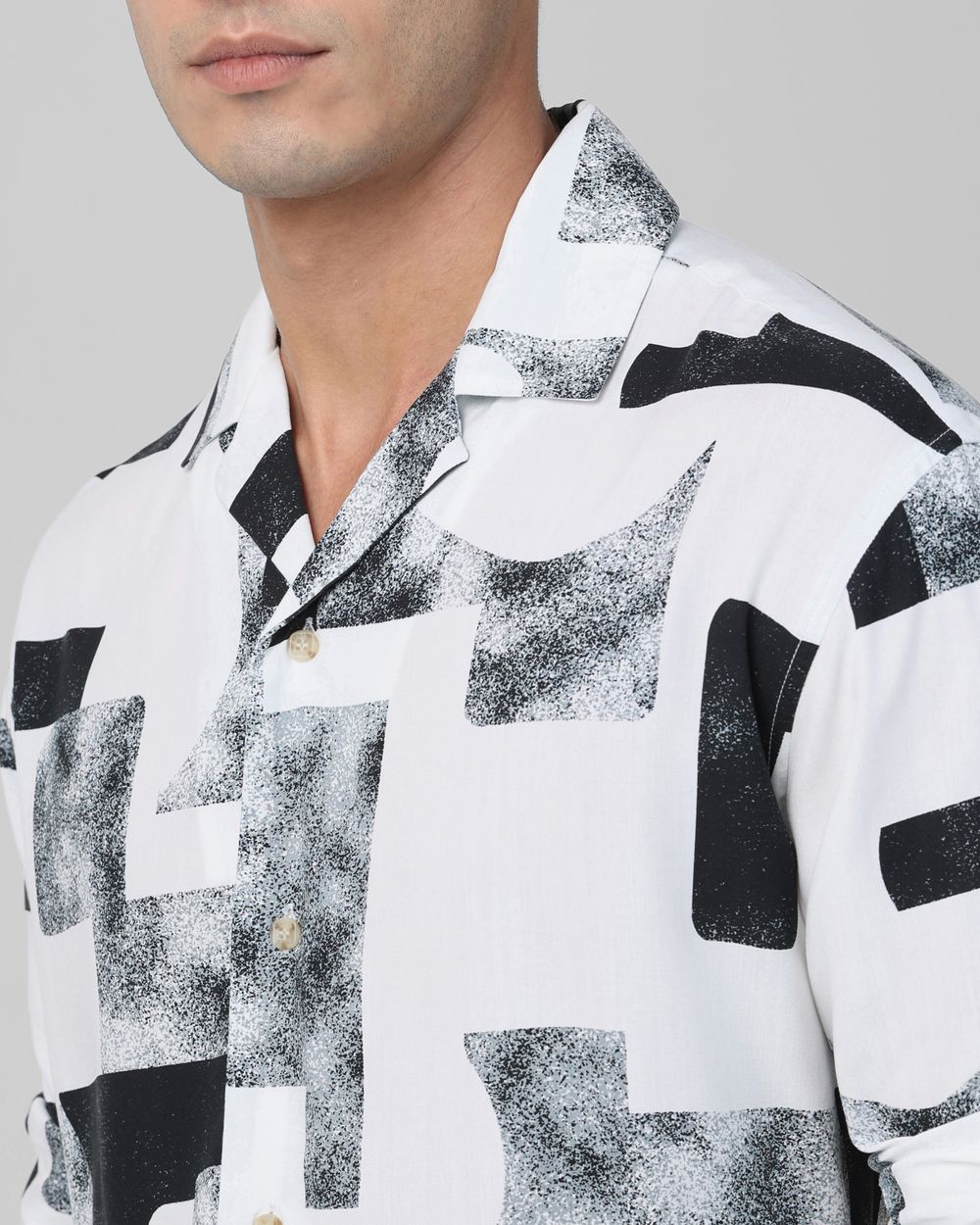 White Digital Print Casual Shirt