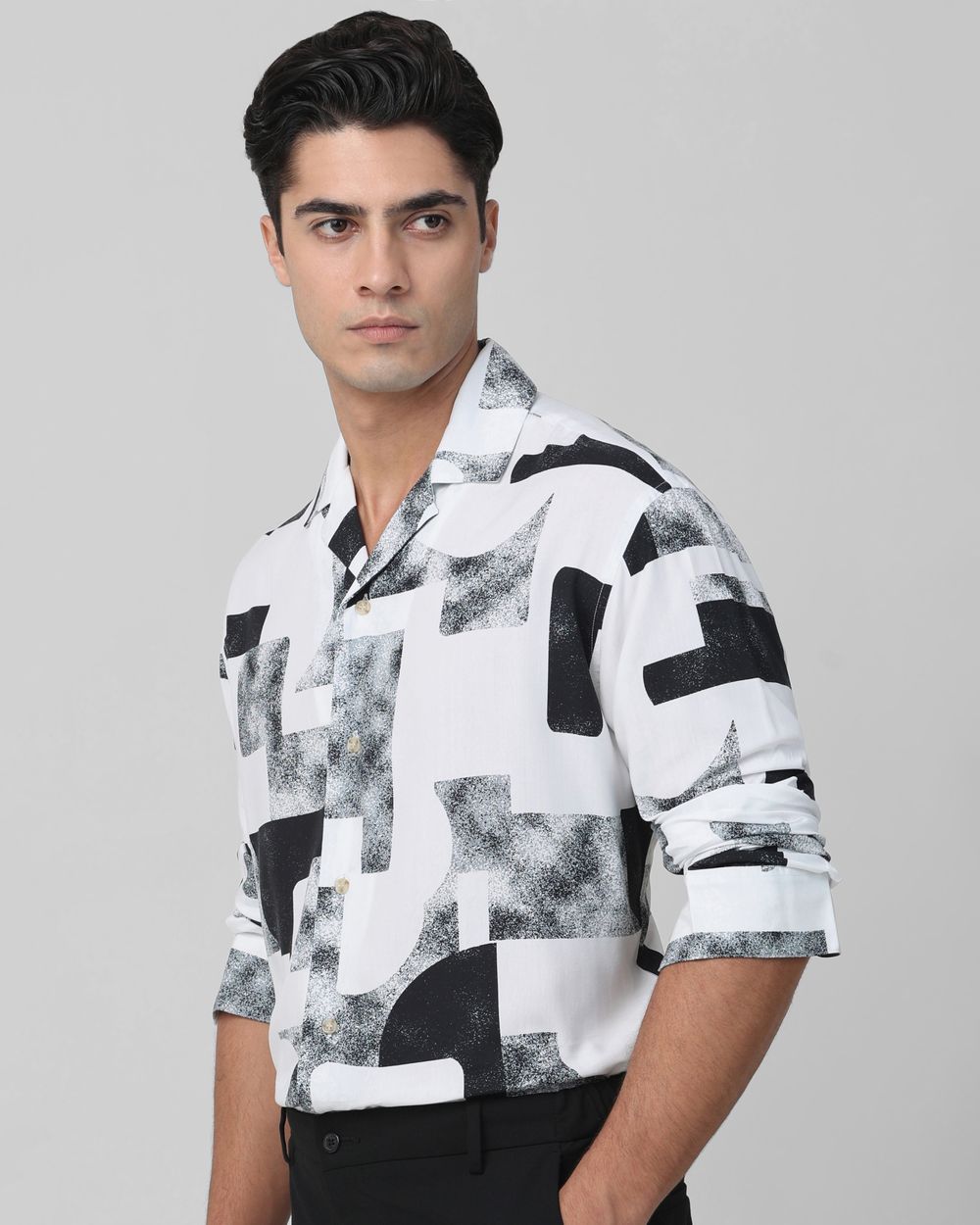 White Digital Print Casual Shirt