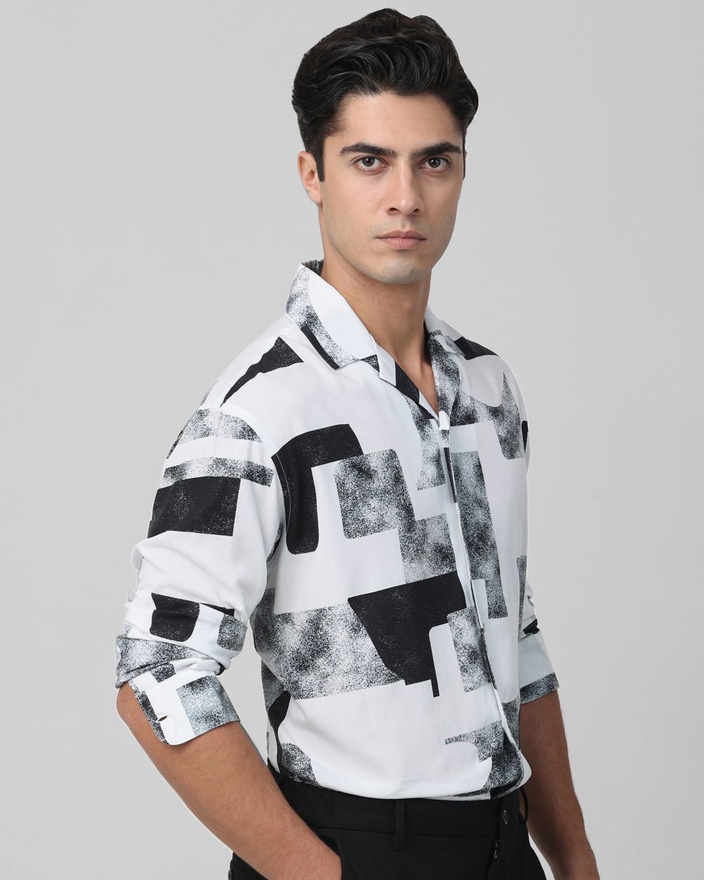 White Digital Print Casual Shirt