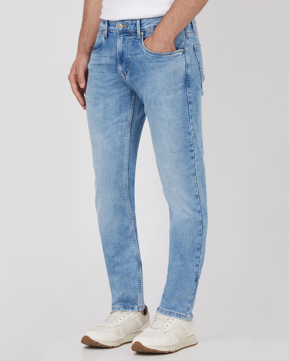 Light Blue Straight Fit Denim Deluxe Stretch Jeans