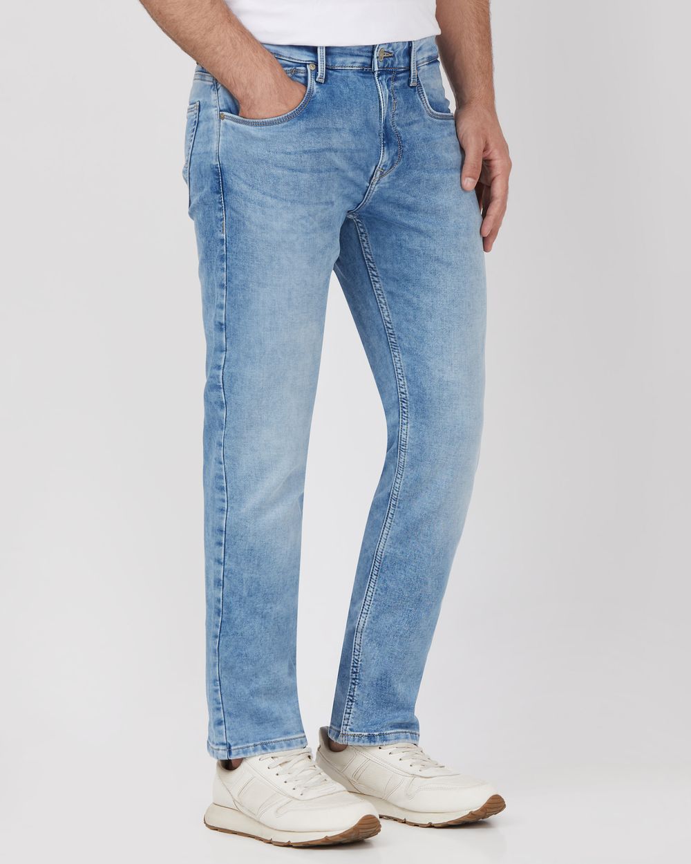 Light Blue Straight Fit Denim Deluxe Stretch Jeans