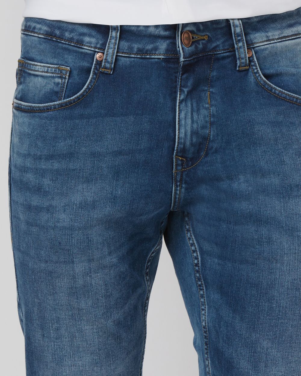 Mid Blue Super Slim Fit Denim Deluxe Stretch Jeans