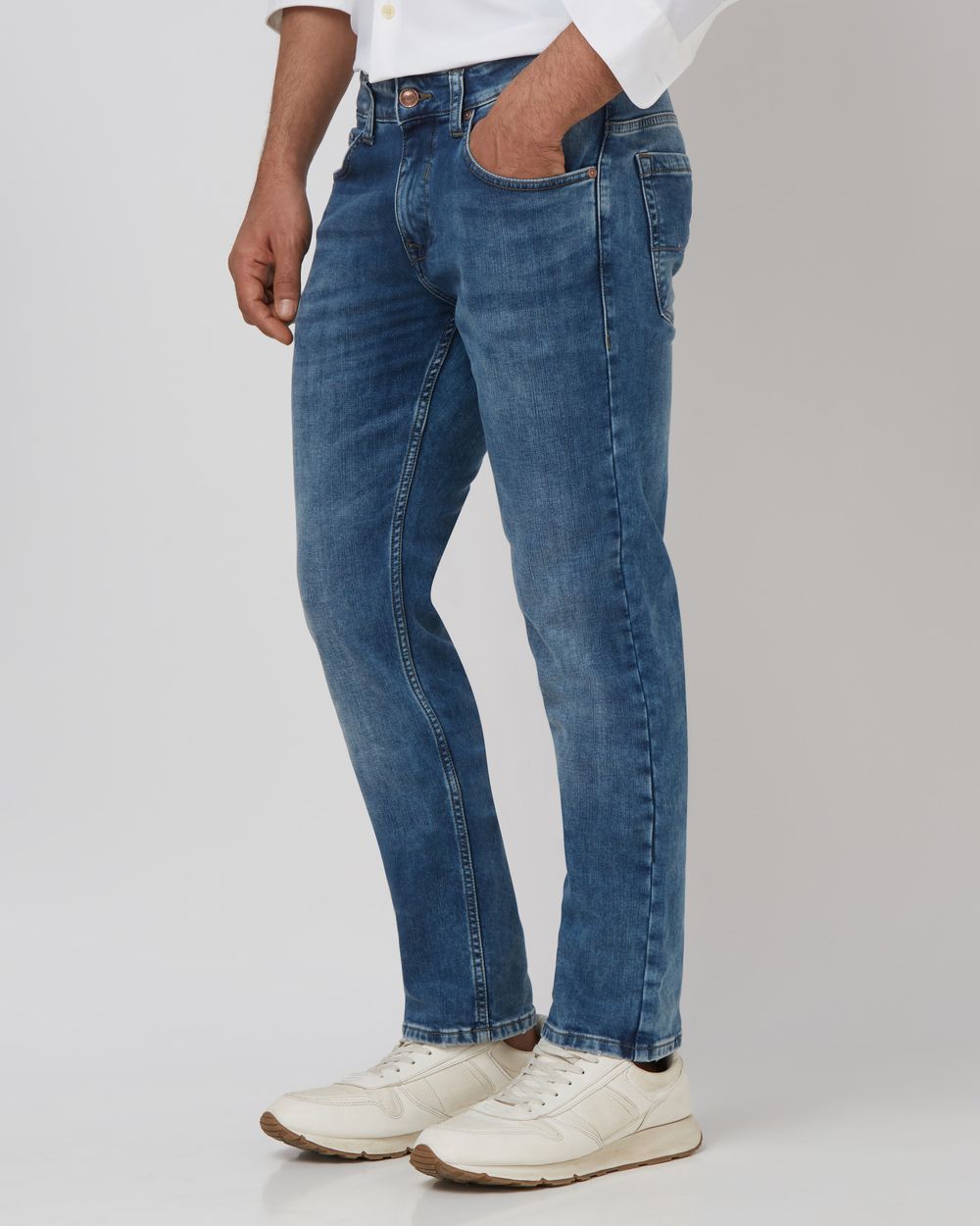 Mid Blue Super Slim Fit Denim Deluxe Stretch Jeans