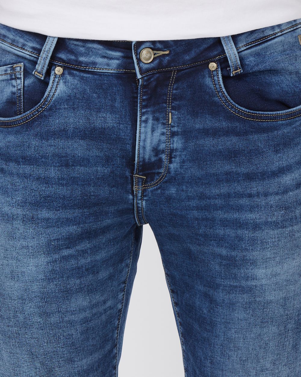 Mid Blue Ankle Length Denim Deluxe Stretch Jeans