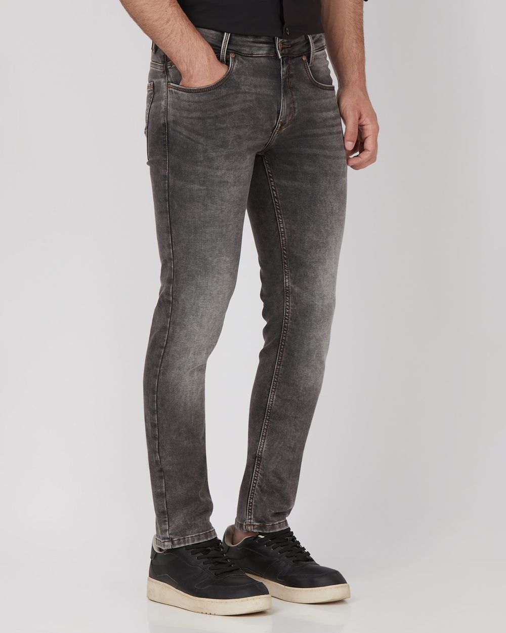 Grey Super Slim Fit Denim Deluxe Stretch Jeans