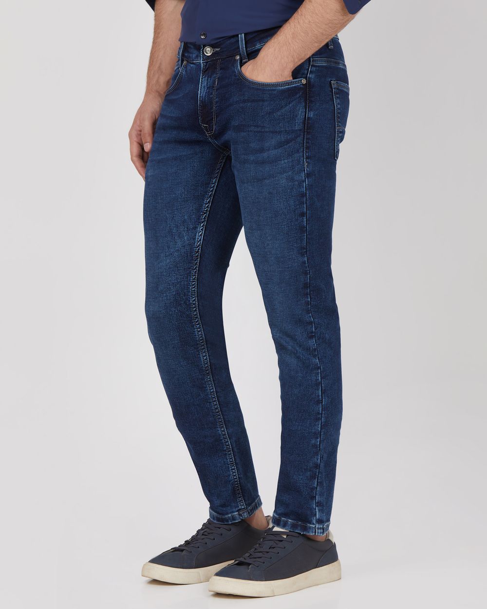 Dark Indigo Blue Super Slim Fit Denim Deluxe Stretch Jeans