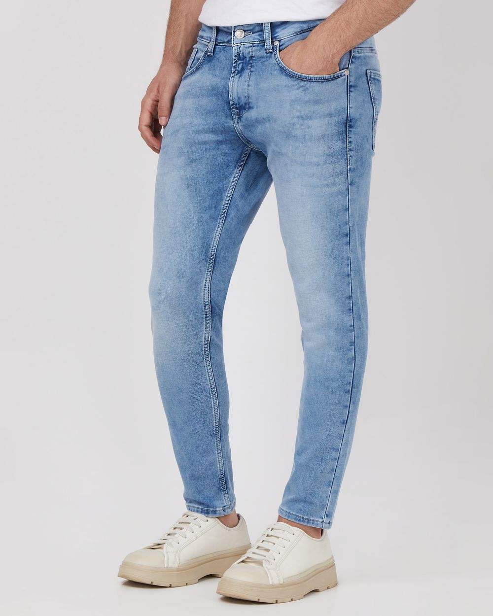 Light Blue Ankle Length Denim Deluxe Stretch Jeans