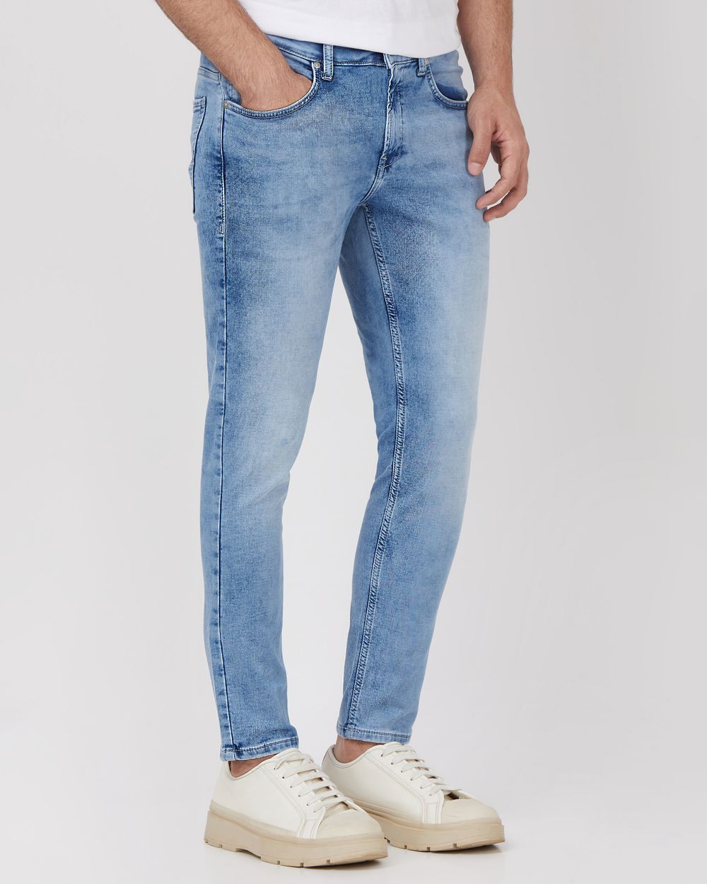 Light Blue Ankle Length Denim Deluxe Stretch Jeans