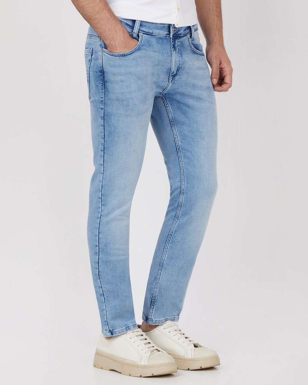 Mid Blue Super Slim Fit Denim Deluxe Stretch Jeans