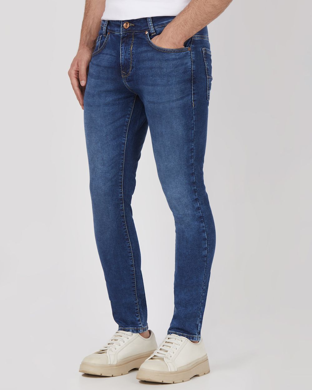 Dark Indigo Blue Skinny Fit Denim Deluxe Stretch Jeans