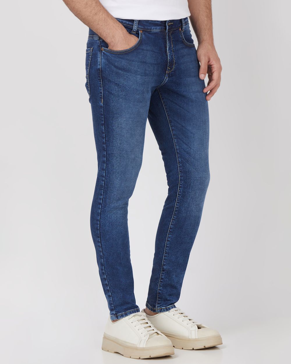 Dark Indigo Blue Skinny Fit Denim Deluxe Stretch Jeans