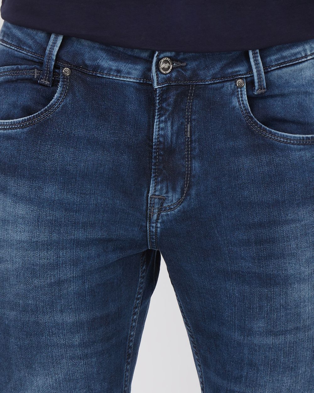 Dark Indigo Blue Ankle Length Denim Deluxe Stretch Jeans