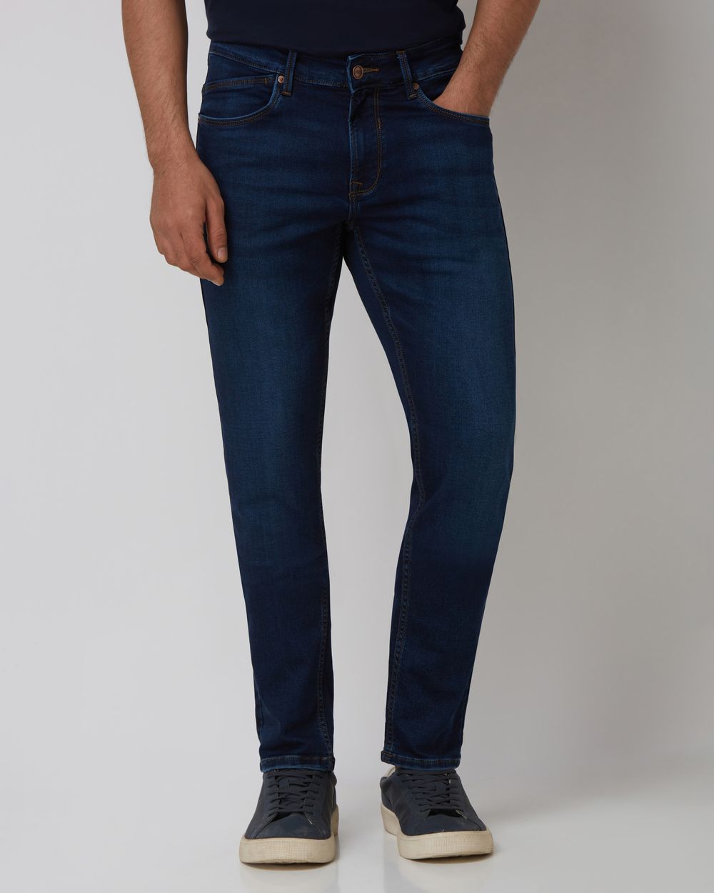 Dark Indigo Blue Skinny Fit Denim Deluxe Stretch Jeans