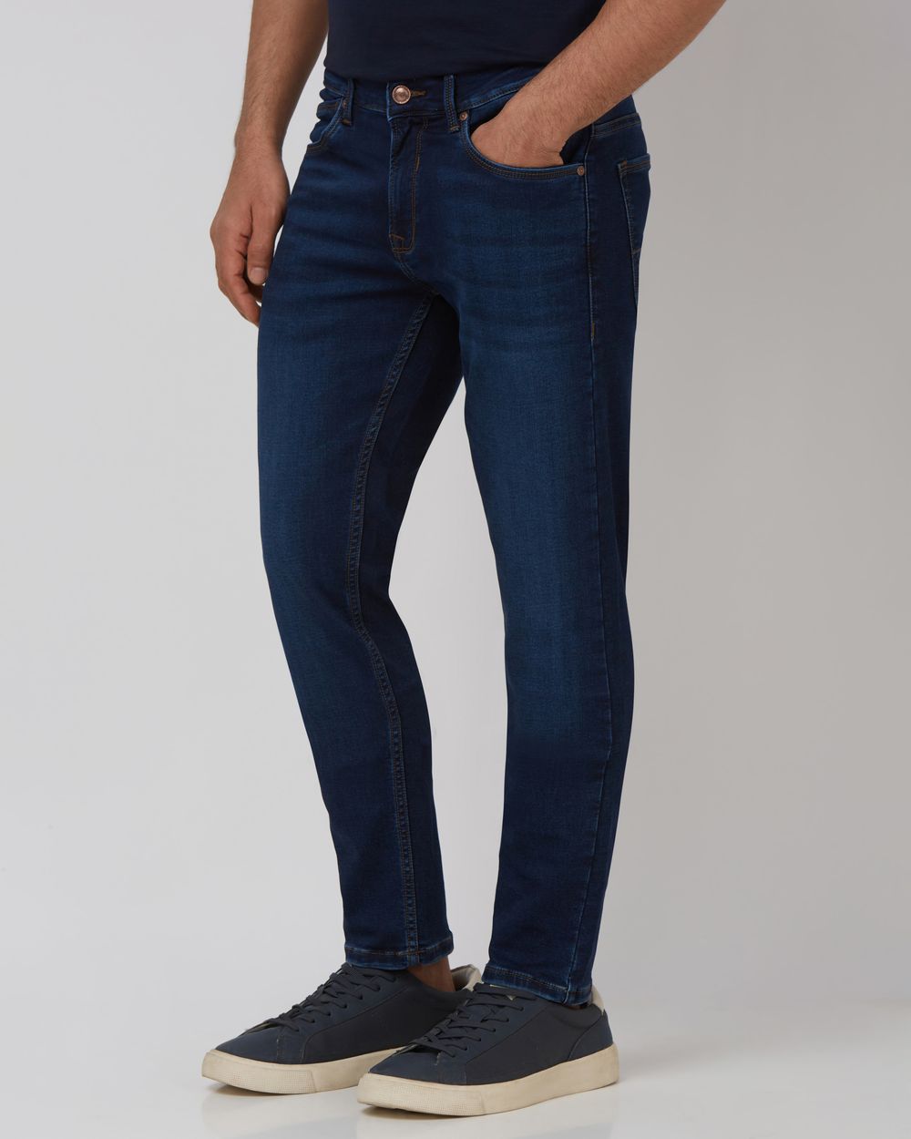 Dark Indigo Blue Skinny Fit Denim Deluxe Stretch Jeans