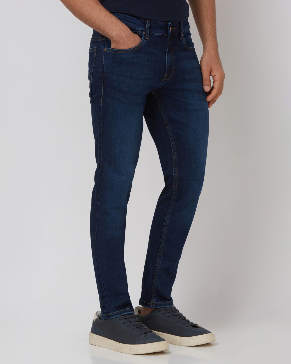 Dark Indigo Blue Skinny Fit Denim Deluxe Stretch Jeans