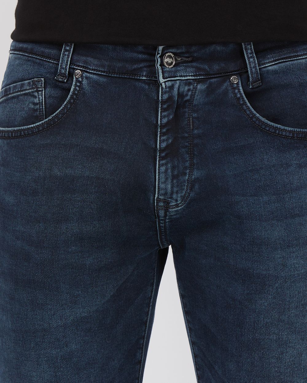 Blue Black Straight Fit Denim Deluxe Stretch Jeans