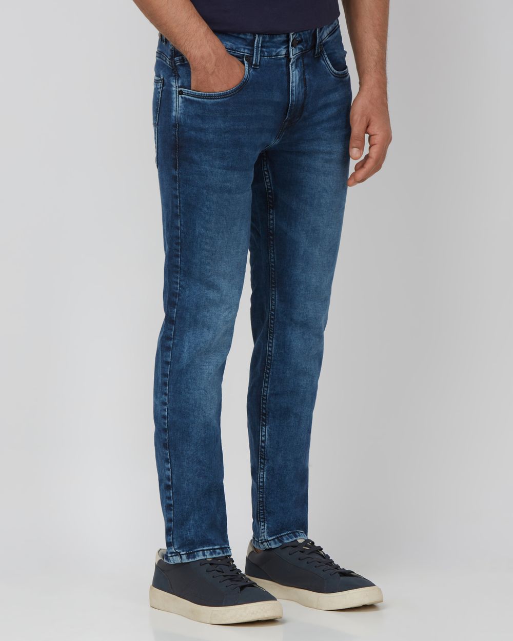 Dark Indigo Blue Super Slim Fit Denim Deluxe Stretch Jeans