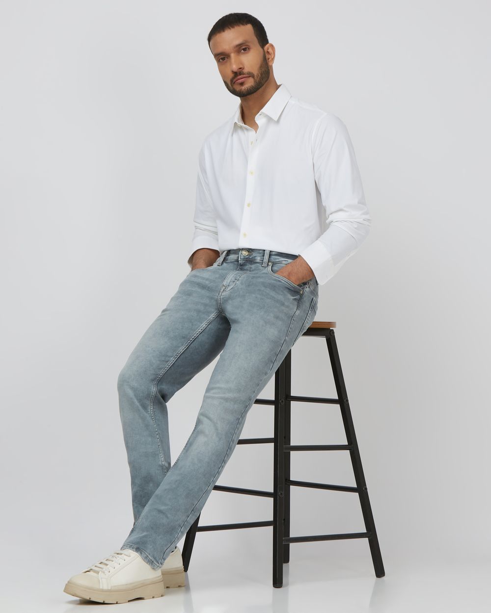 Light Grey Super Slim Fit Denim Deluxe Stretch Jeans