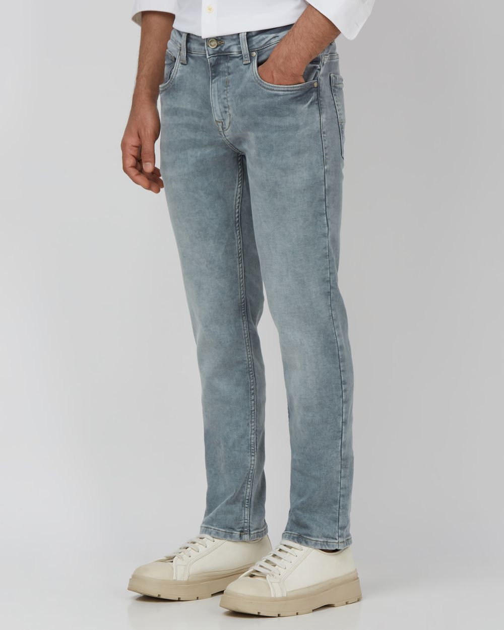 Light Grey Super Slim Fit Denim Deluxe Stretch Jeans