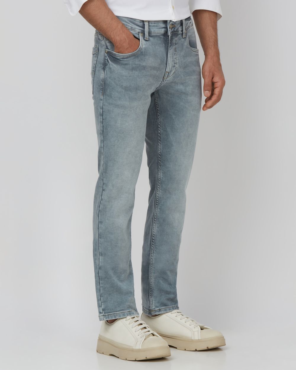 Light Grey Super Slim Fit Denim Deluxe Stretch Jeans