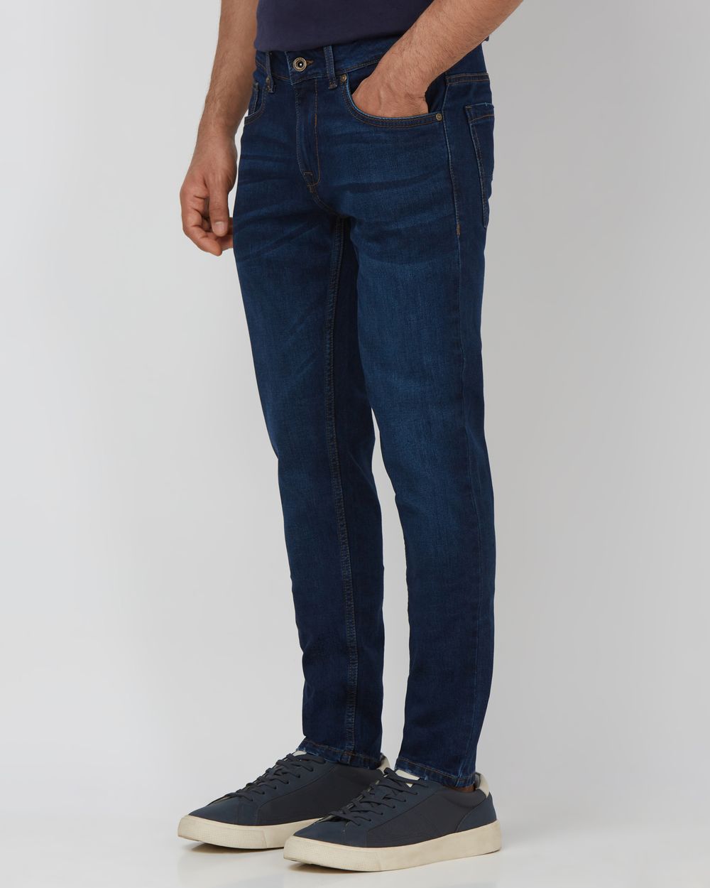 Dark Indigo Blue Ankle Length Originals Stretch Jeans
