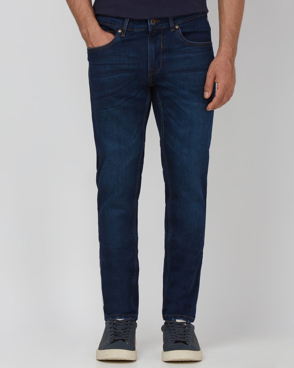 Dark Indigo Blue Ankle Length Originals Stretch Jeans