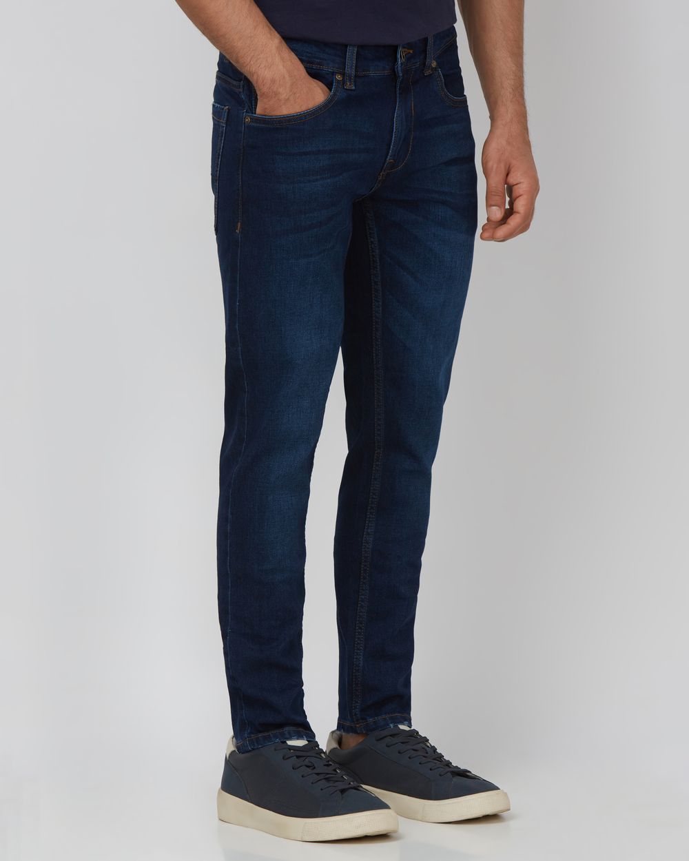 Dark Indigo Blue Ankle Length Originals Stretch Jeans