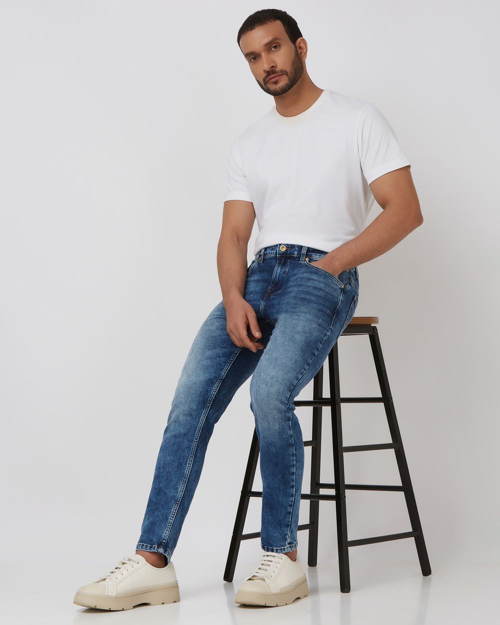 Mid Blue Ankle Length Originals Stretch Jeans