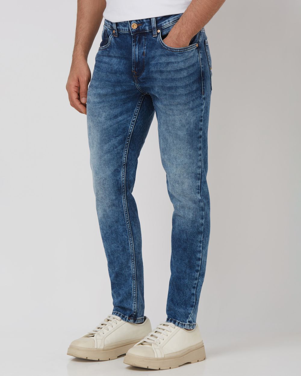 Mid Blue Ankle Length Originals Stretch Jeans