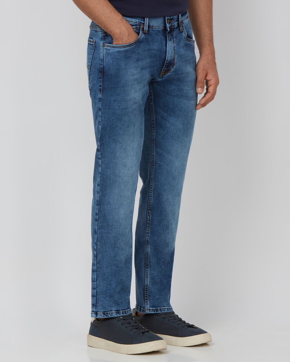 Mid Blue Straight Fit Originals Stretch Jeans