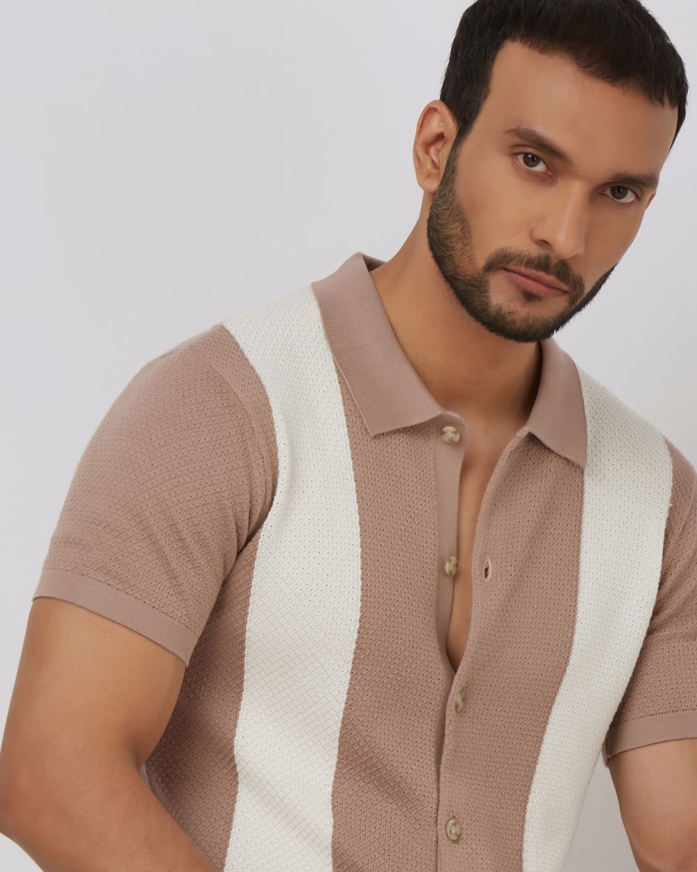 Pink Flatknit Slim Fit Polo T-Shirt