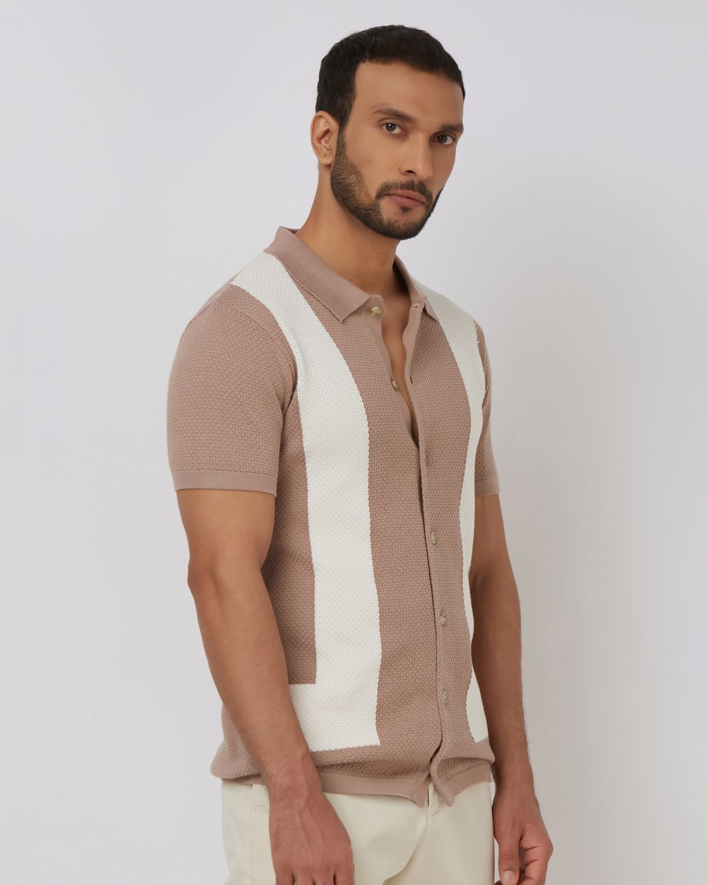 Pink Flatknit Slim Fit Polo T-Shirt