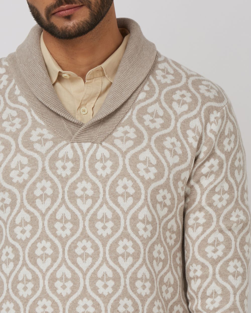 Stone Jacquard Slim Fit Sweater