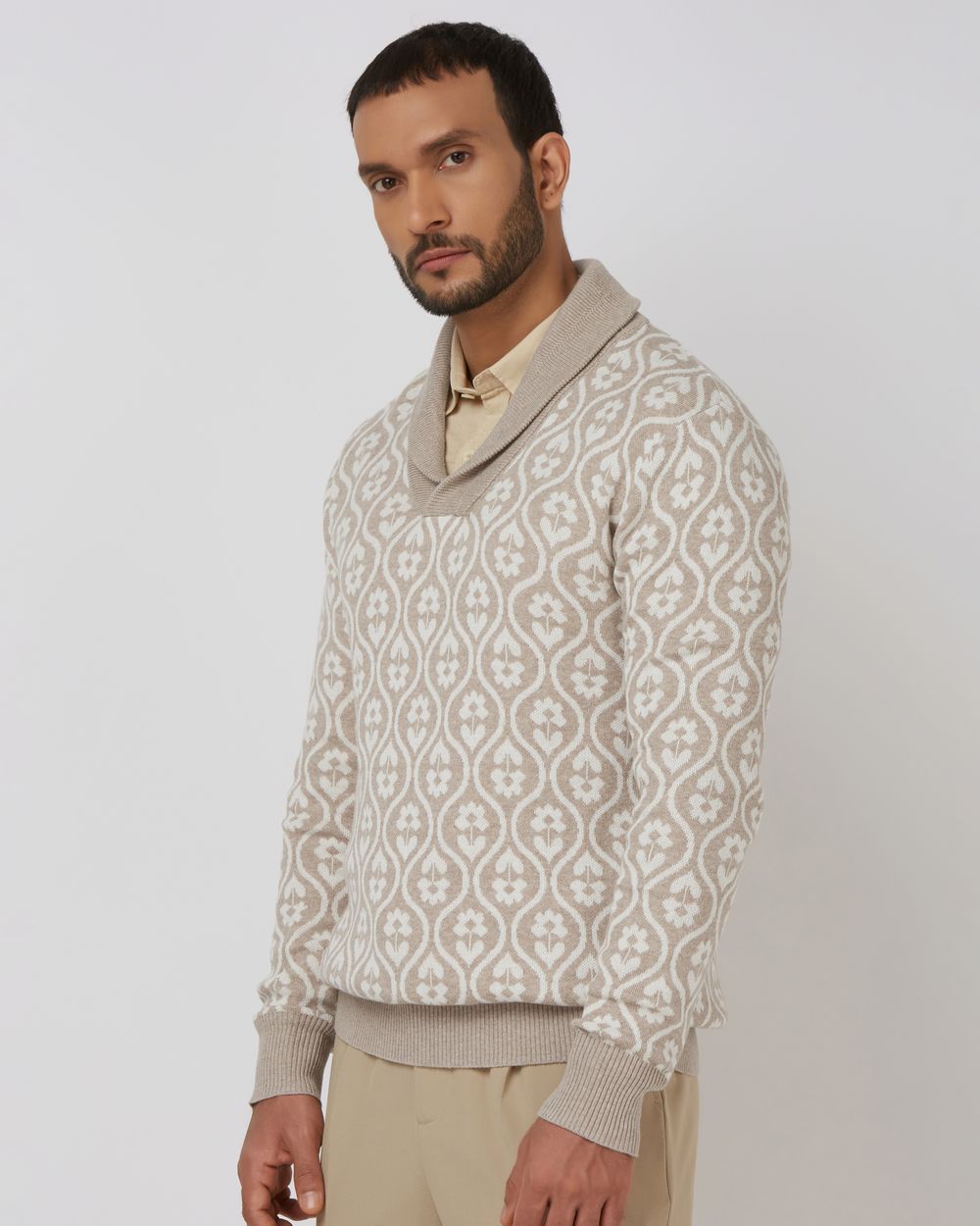 Stone Jacquard Slim Fit Sweater
